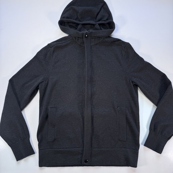 Banana Republic Other - BANANA REPUBLIC Full Zip Hooded Military Sweater Jacket Mens Small Gray Knit